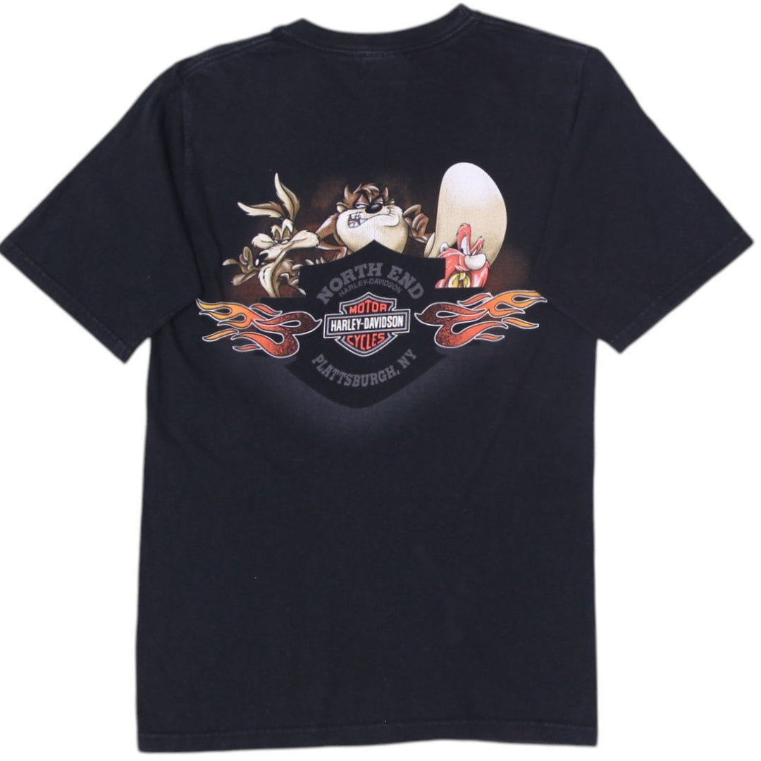 Vintage Harley-Davidson Looney Tunes Black T- Shirt Made in USA Size S | Migration_T-Shirts - Side View | Fashion Rerun