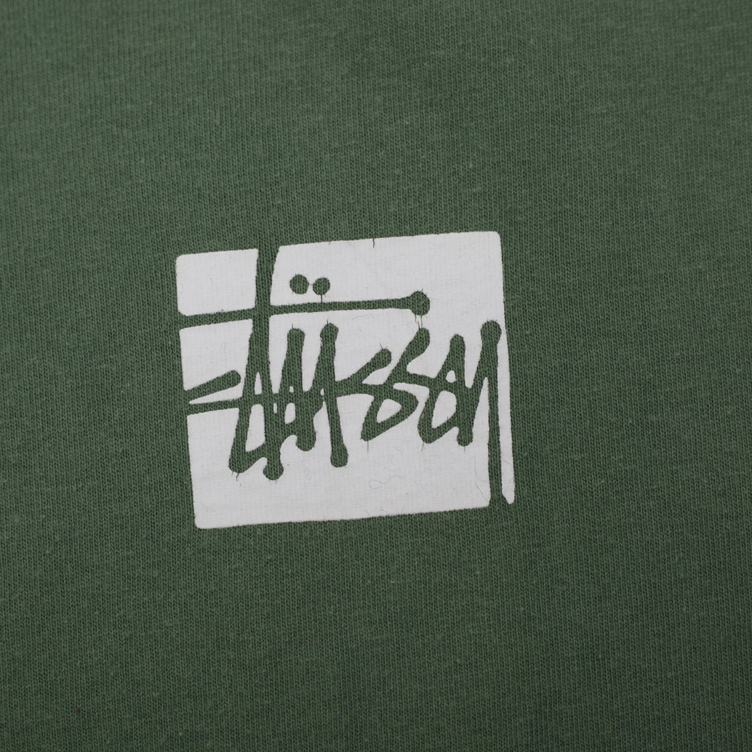 Mens Stussy Logo Green Short Sleeve T-Shirt Size M