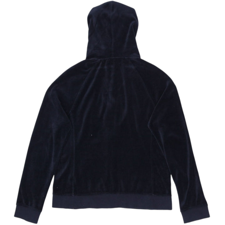 Y2K Ladies BCBG Hoodie Black Velour Zip Embellished Large