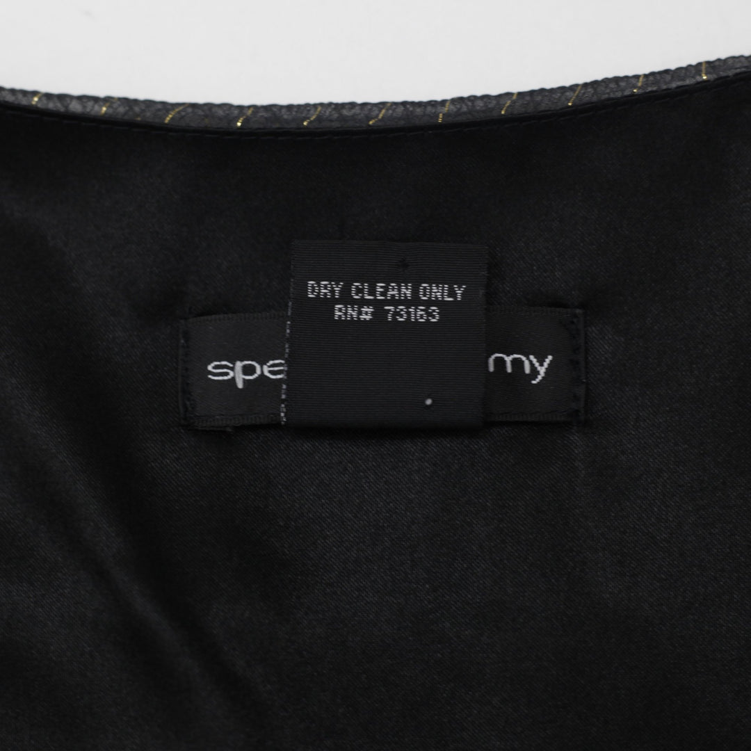 Y2K Ladies Spenser Jeremy Silk Sequin Wrap Blouse Black Gold Size S