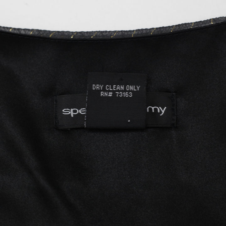 Y2K Ladies Spenser Jeremy Silk Sequin Wrap Blouse Black Gold Size S