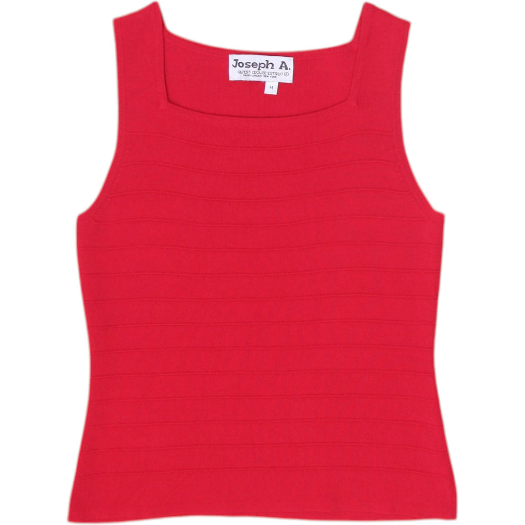 Y2K Ladies Joseph A Sleeveless Top Red Ribbed Knit