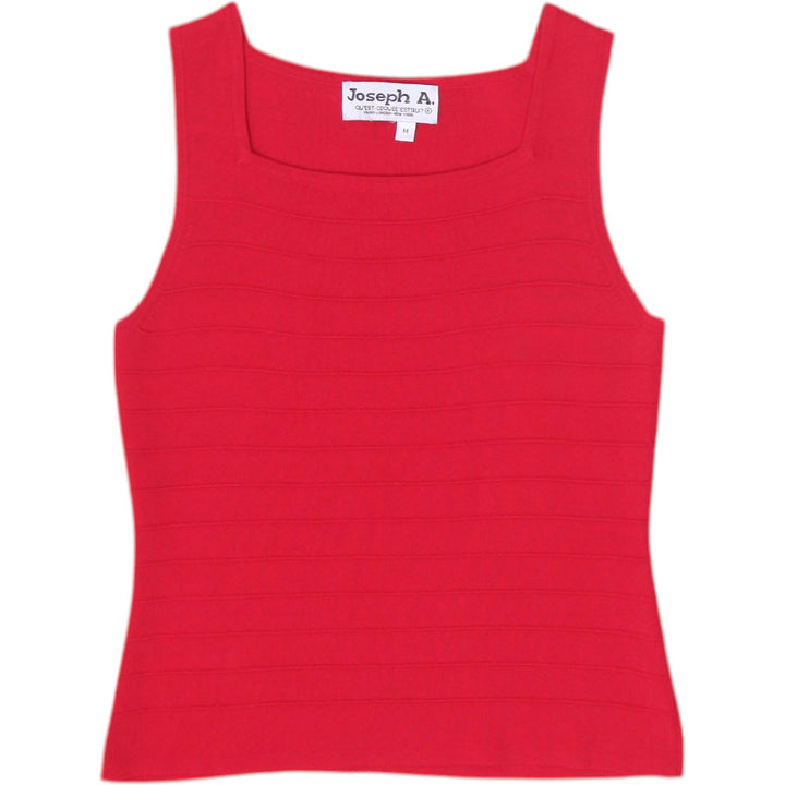 Y2K Ladies Joseph A Sleeveless Top Red Ribbed Knit