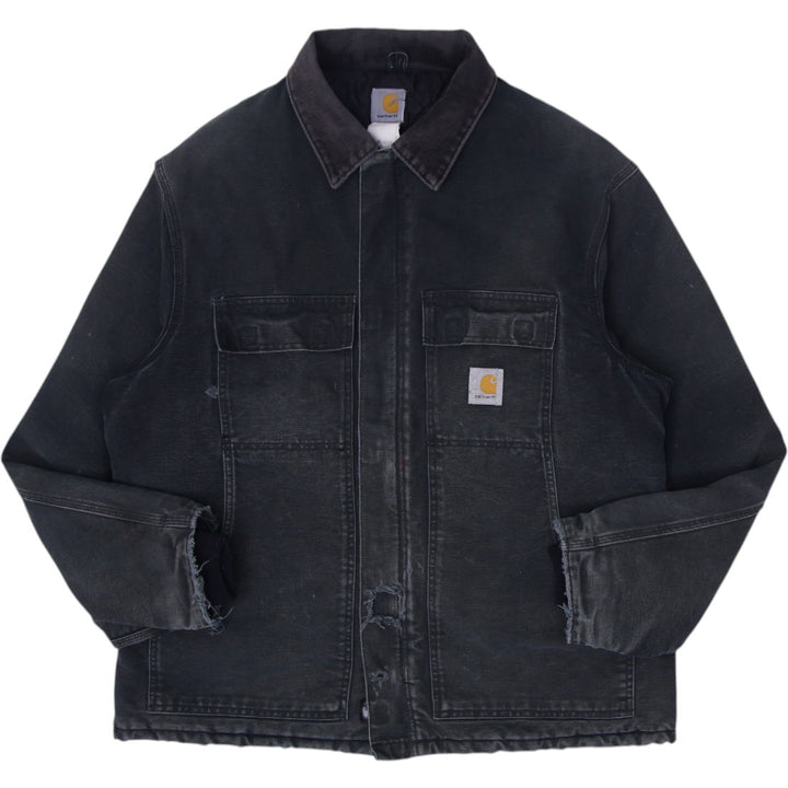 Mens Carhartt Distressed Full Zip Black Workwear Jacket Size 48 | Migration_Jackets WW Collection | Fashion Rerun