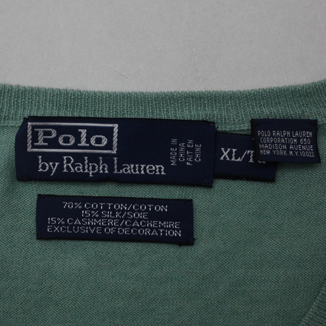 Vintage Mens Polo Ralph Lauren Green Silk Cashmere Blend Sweater Size XL | Migration_Knitwear & Sweaters - Ba | Fashion Rerun