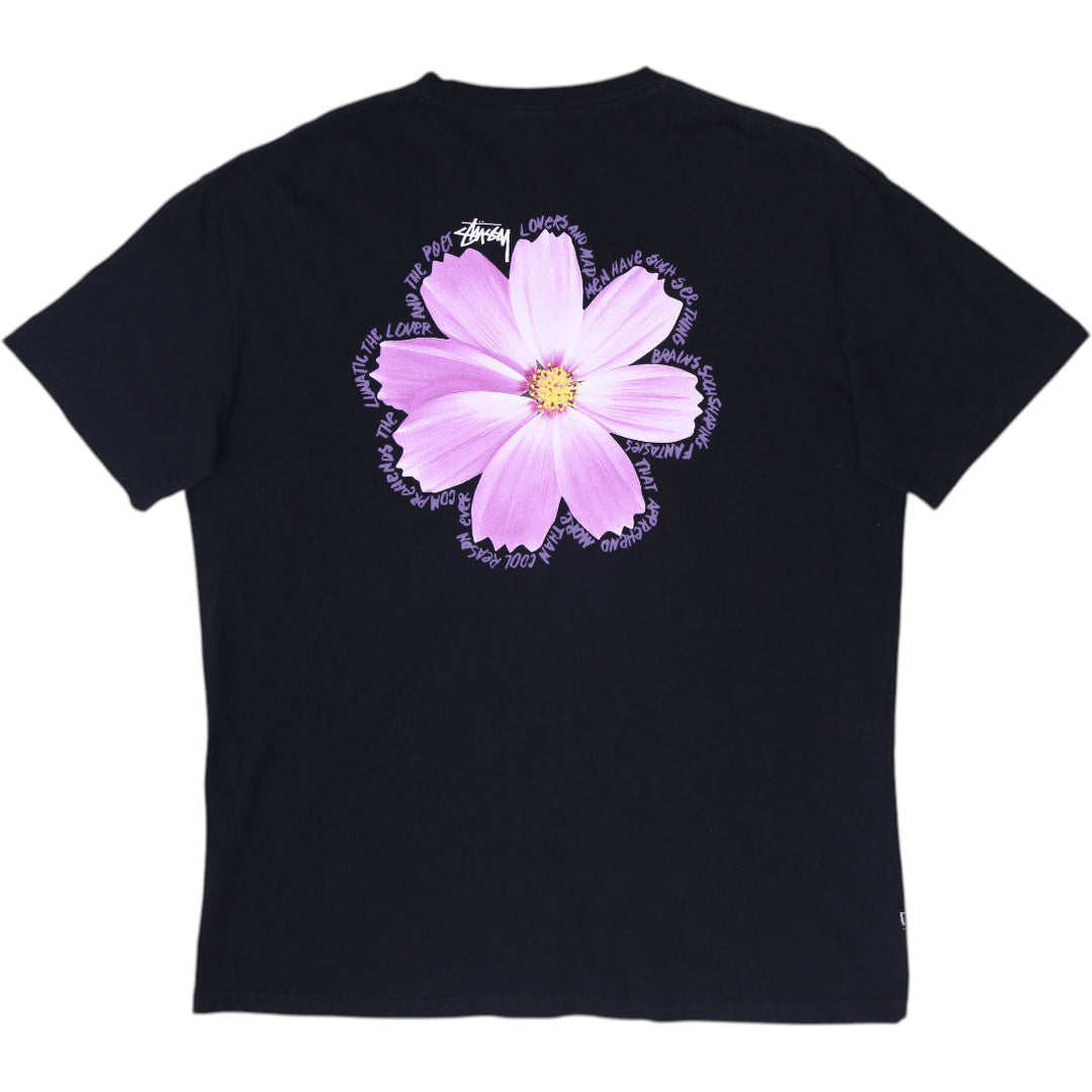 Mens Stussy Australia Black Cosmos Flower Graphic T-Shirt