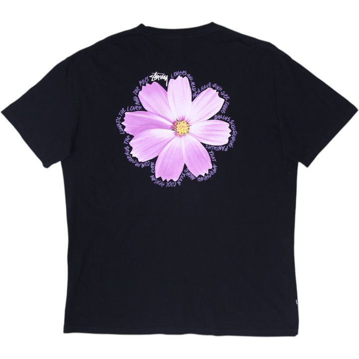 Mens Stussy Australia Black Cosmos Flower Graphic T-Shirt