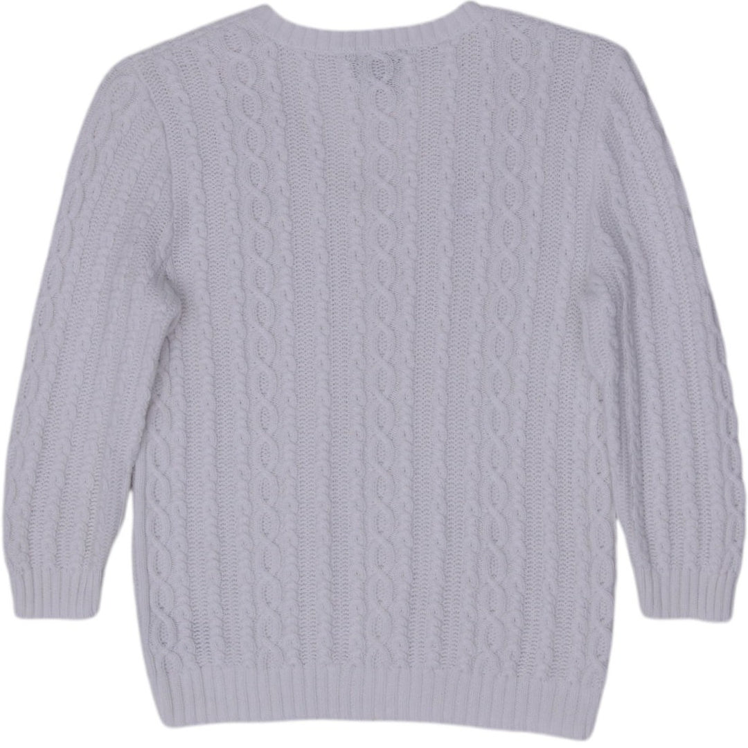 Vintage Ladies Ralph Lauren Sweater White Cable Knit 100% Cotton