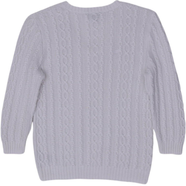 Vintage Ladies Ralph Lauren Sweater White Cable Knit 100% Cotton