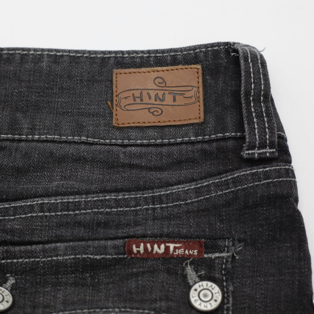 Y2K Ladies HINT Jeans Dark Wash Studded Denim Mini Skirt Size 5