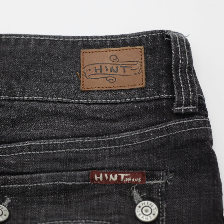 Y2K Ladies HINT Jeans Dark Wash Studded Denim Mini Skirt Size 5