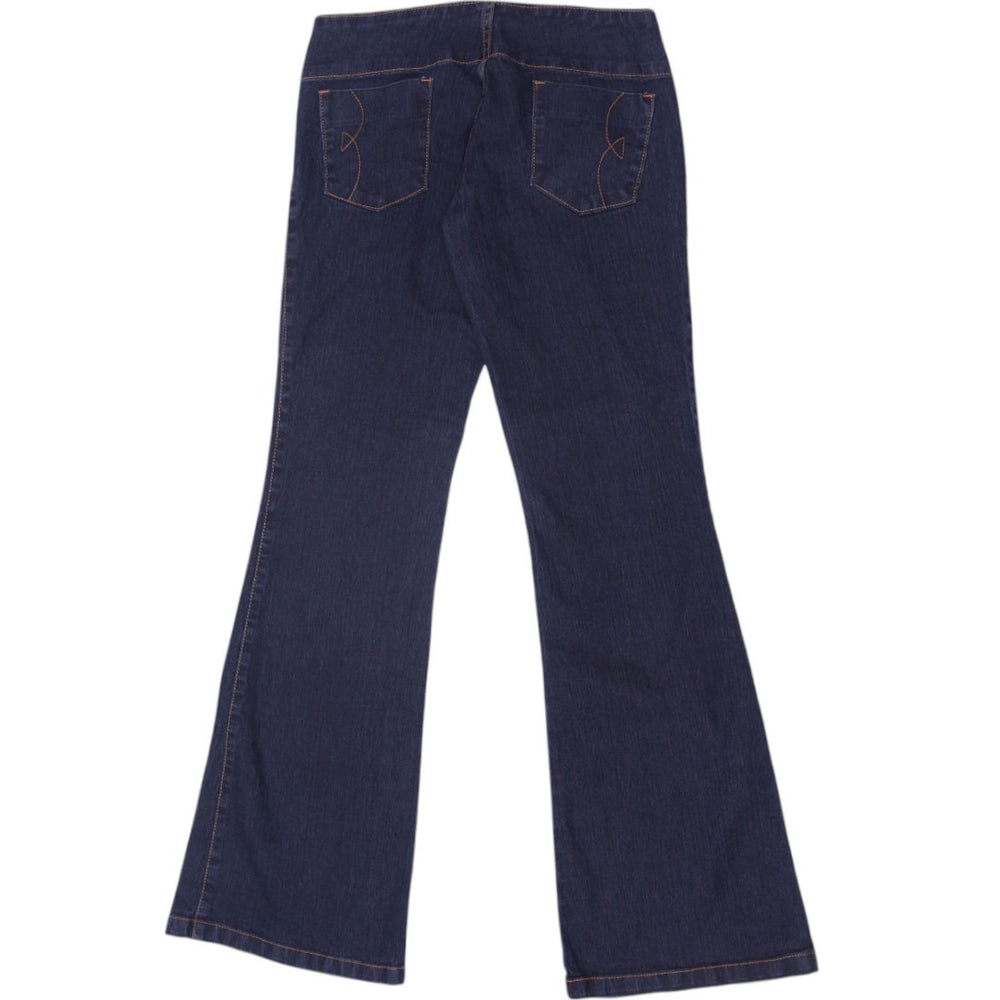 Y2K Ladies Flare Dark Blue Denim Jeans Size 42 | Migration_Jeans & Pants - Side View | Fashion Rerun