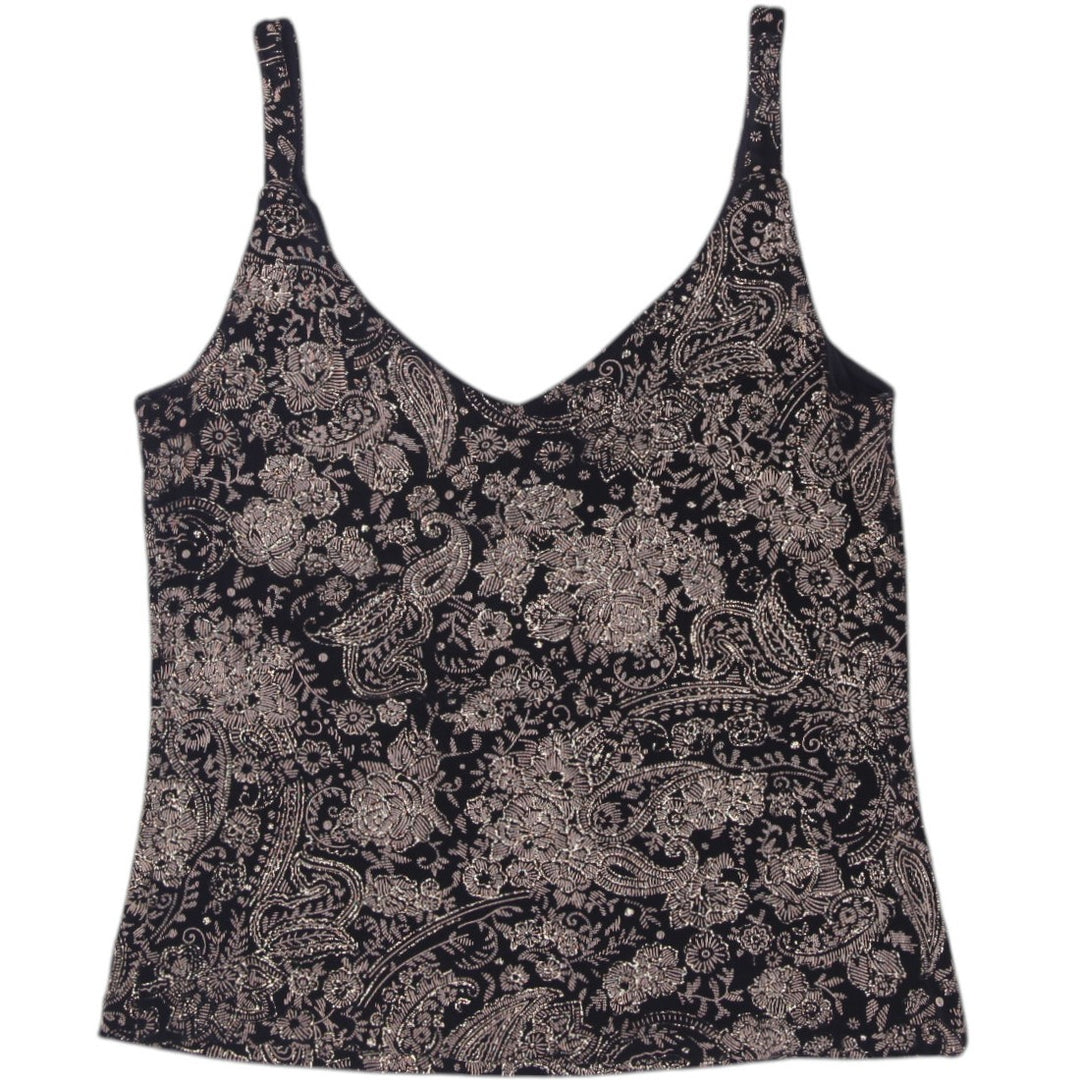 Y2K Ladies By Joanna Chen Glitter Paisley Cami Top Made in USA Size M