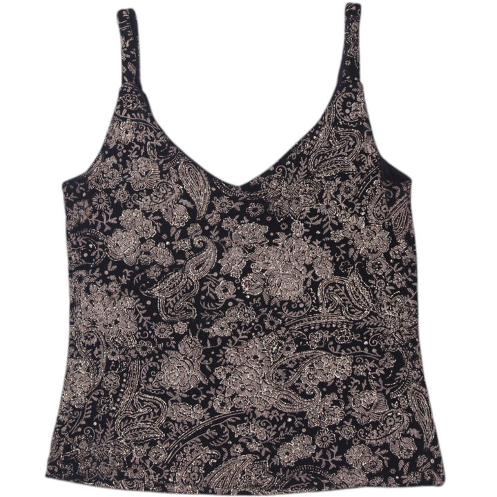 Y2K Ladies By Joanna Chen Glitter Paisley Cami Top Made in USA Size M