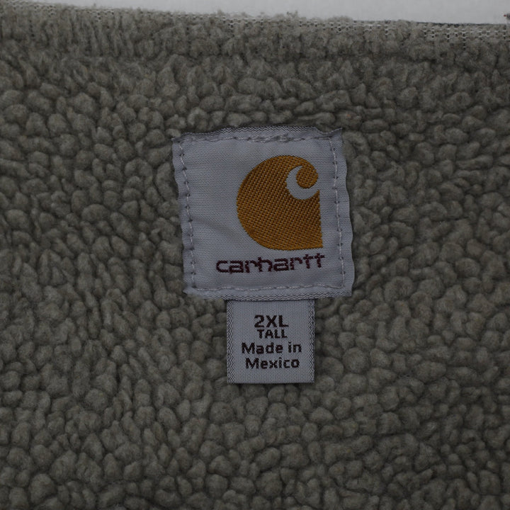 Vintage V26 MOS Carhartt Olive Workwear Utility Zipper Sherpa Lined Vest 2XL | Migration_Vests - Back View | Fashion Rerun