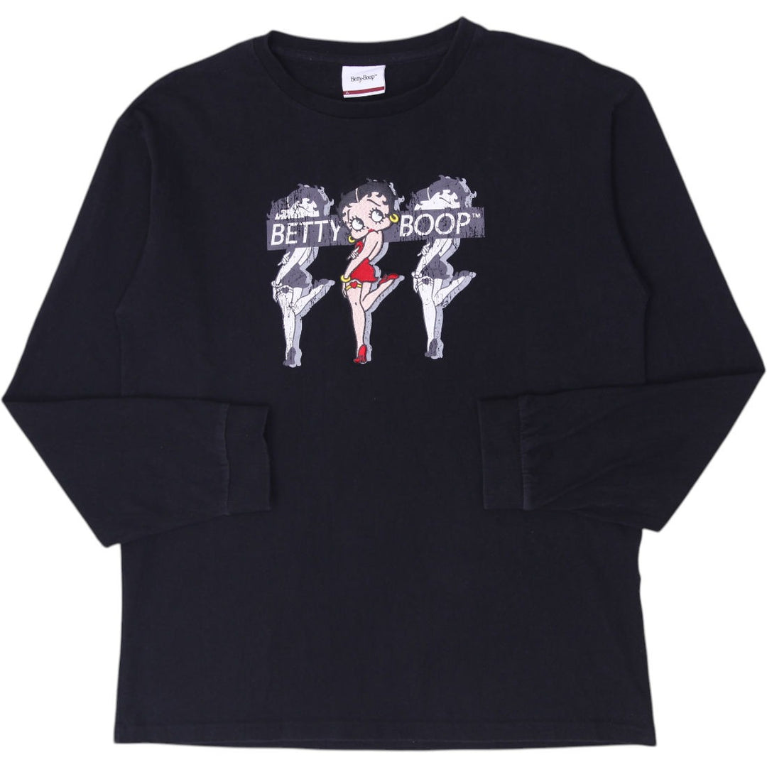Mens Betty Boop Embroidered Long Sleeve T-Shirt Size L