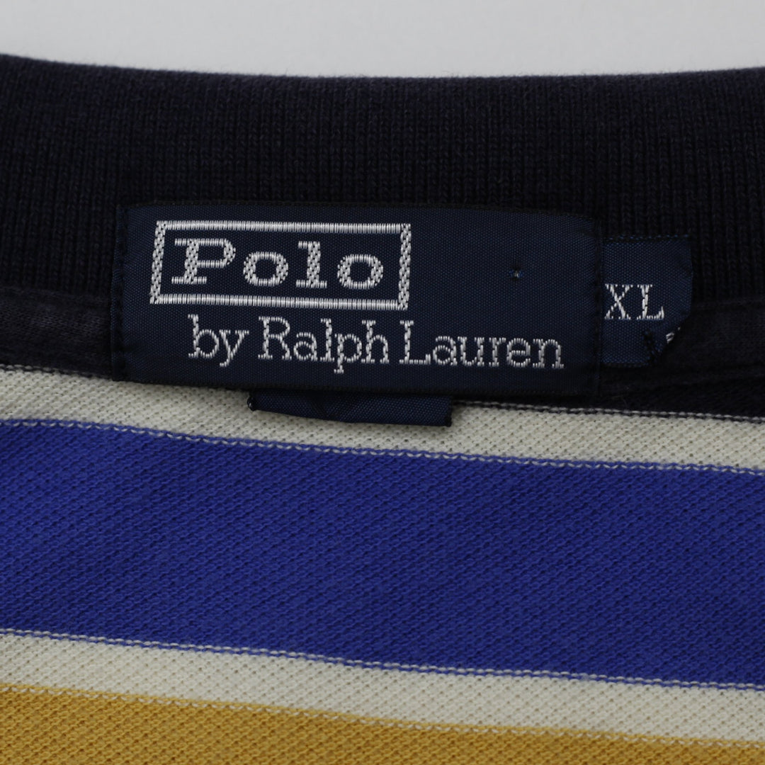 Mens Polo Ralph Lauren Polo T-Shirt Navy Striped Short Sleeve Casual Size XL