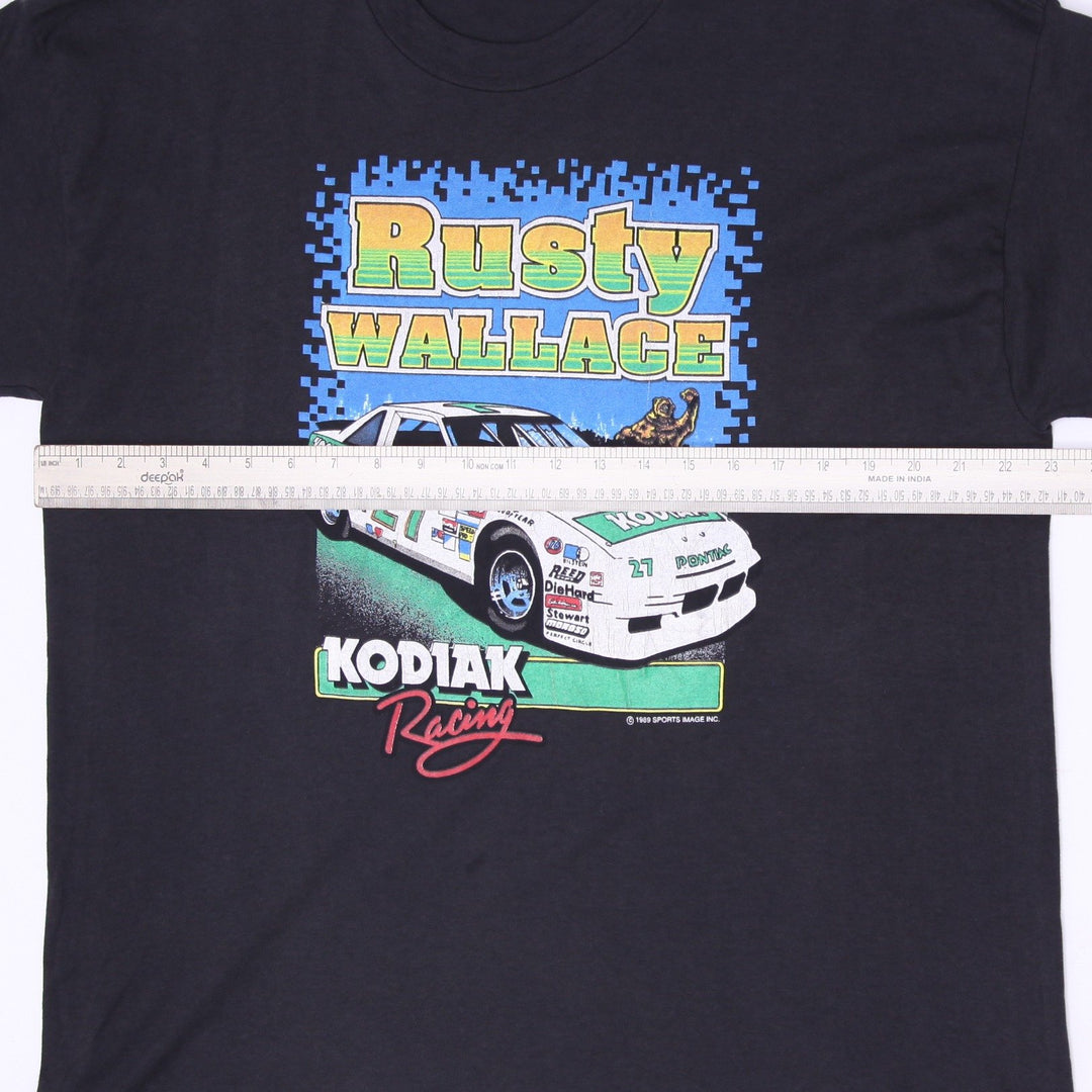 Vintage 1989 Rusty Wallace T-Shirt XL NASCAR Kodiak Racing Bear Single Stitch