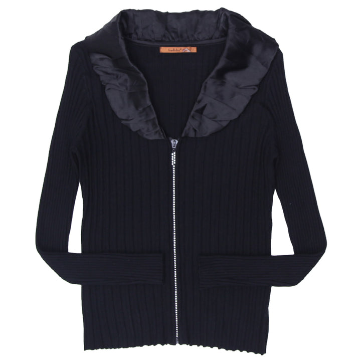 Y2K Belldini Full Zip Collared Rib Long Sleeve Top - Fashion Rerun Vintage Migration_Tops