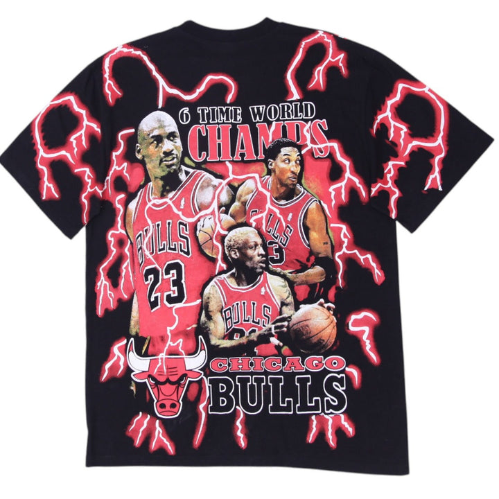 Mens Chicago Bulls 6 Time Champions NBA Boot Leg Lightning T-Shirt Size 2XL | Migration_T-Shirts - Side View | Fashion Rerun