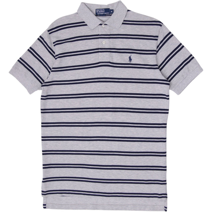 Mens Polo By Ralph Lauren Striped Polo T-Shirt Heather Grey Size M