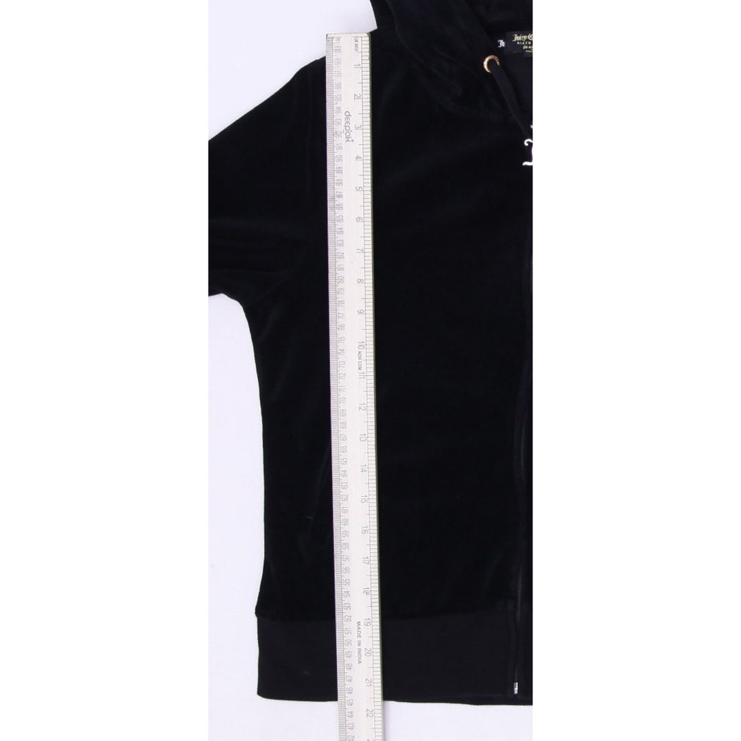 Y2K Ladies Juicy Couture Black Label Velour Full Zip Hoodie