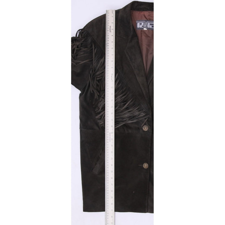 Vintage 90s Dark Green Suede Leather Fringe Western Jacket Size S | Migration_Jackets - Alternate View | Fashion Rerun