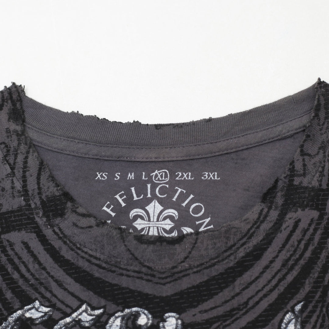 Y2K Men’s Affliction Skull Graphic Embroidered T-Shirt Size XL | Migration_T-Shirts SW COLLECTION - Alternate | Fashion Rerun