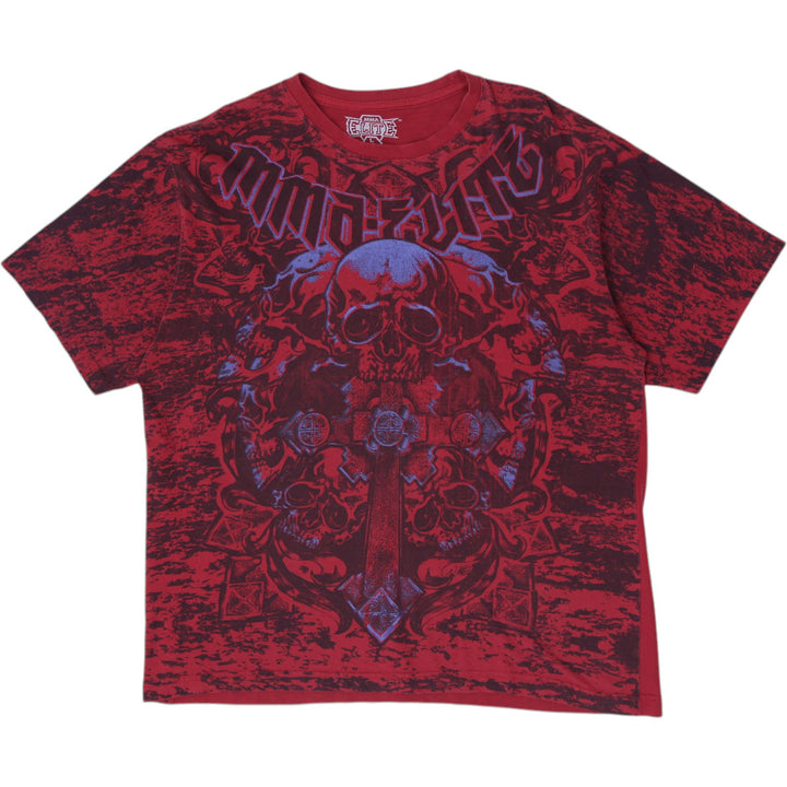 Y2K Mens MMA Elite Skull Cross Graphic T-Shirt Size L