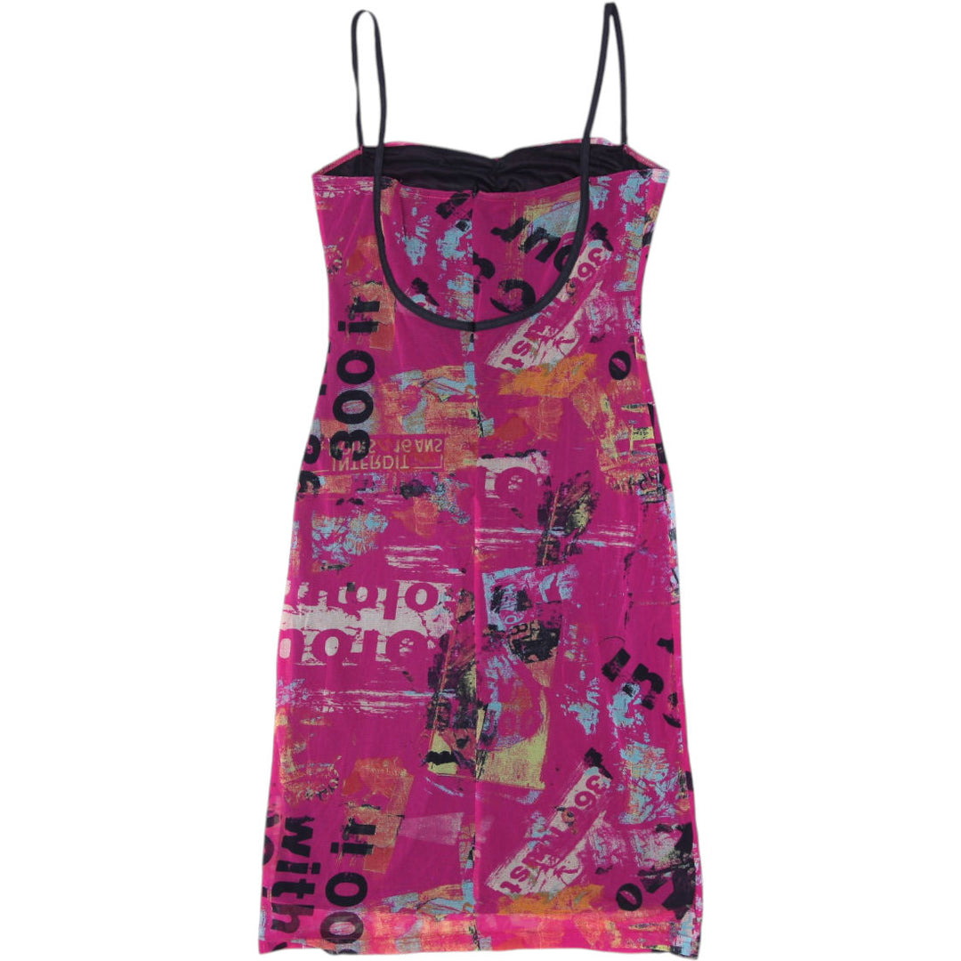 Y2K Ladies X:S Clothing Mini Dress Pink Graphic Print