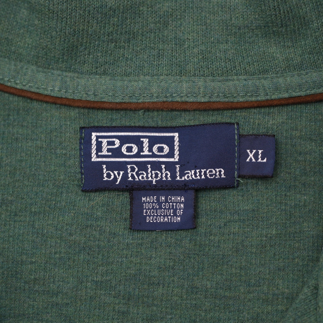 Mens Polo By Ralph Lauren Green Quarter Zip Mock Neck Cotton Sweater Size XL