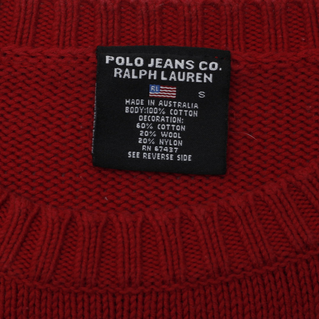 Vintage Ladies Polo Jeans Co. Ralph Lauren American Flag Knit Red Sweater S