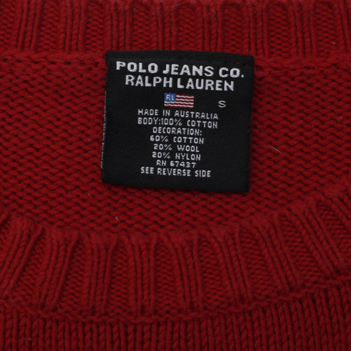 Vintage Ladies Polo Jeans Co. Ralph Lauren American Flag Knit Red Sweater S