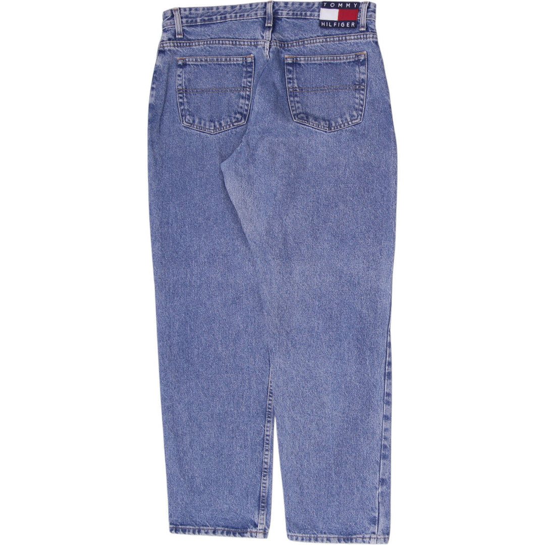 Vintage Ladies Tommy Hilfiger Striped Waistband Straight Leg Jeans Size 16