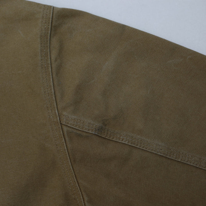 Vintage Mens Carhartt Hoodie Brown Full Zip Workwear Jacket Size XXL