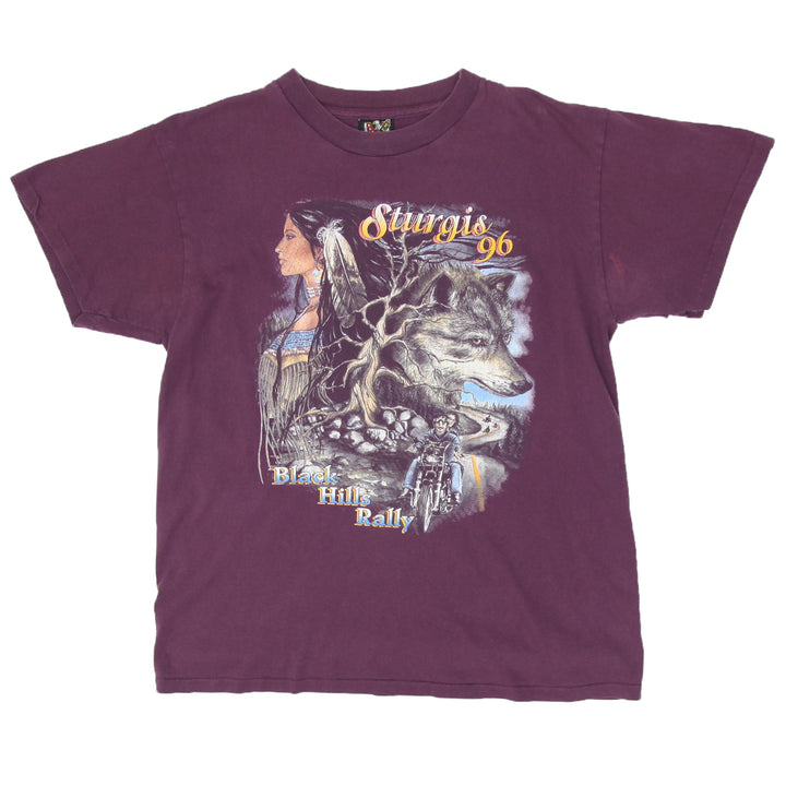 96 Vintage Sturgis Black Hills Rally T-Shirt S.Stitch Made In USA 3D Emblem L