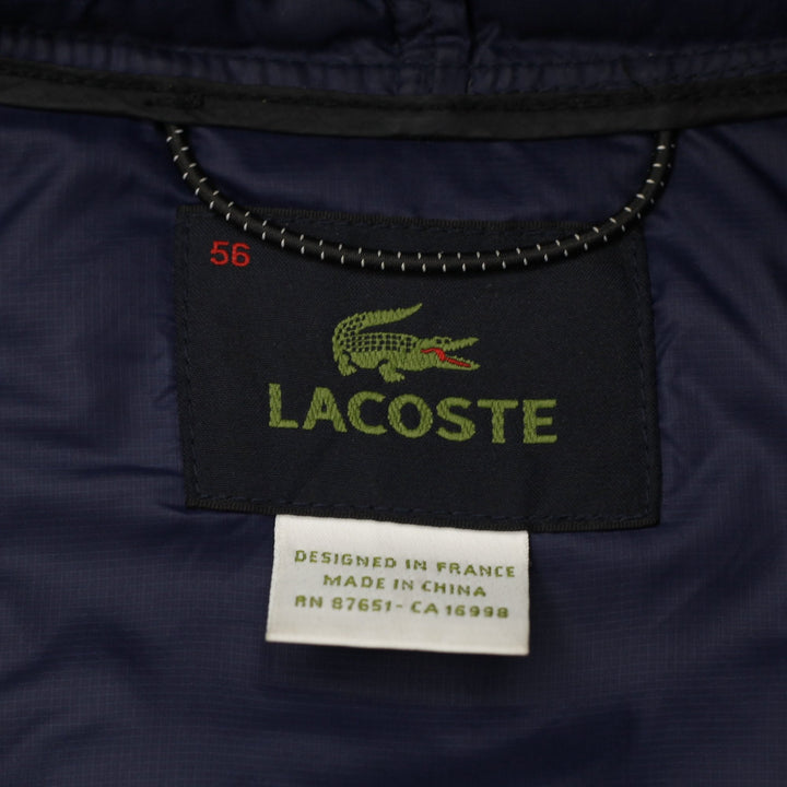 Mens Lacoste Puffer Jacket Navy Blue Hooded Lightweight Insulated