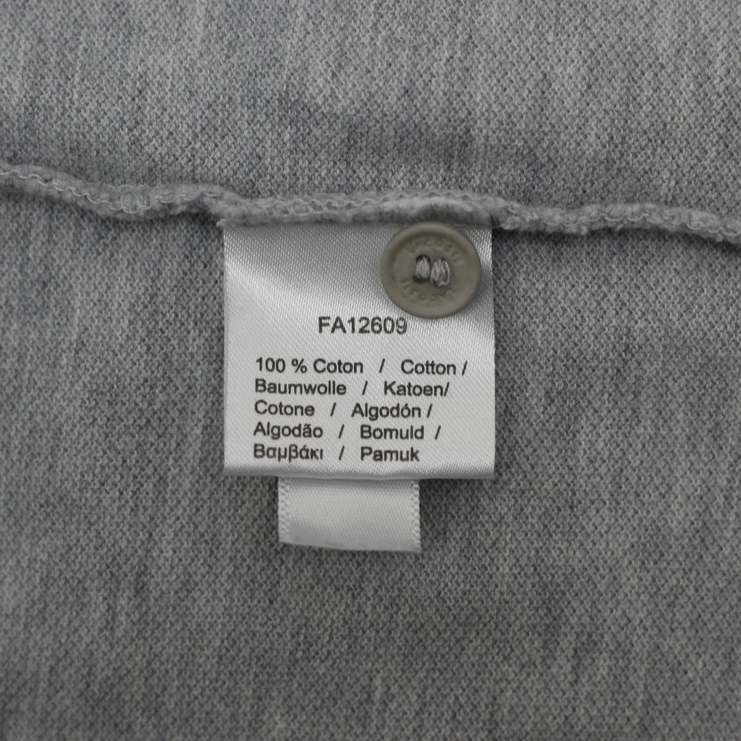 Mens Lacoste Heather Grey Colorblock Collar Slim Fit Polo T-Shirt Size S