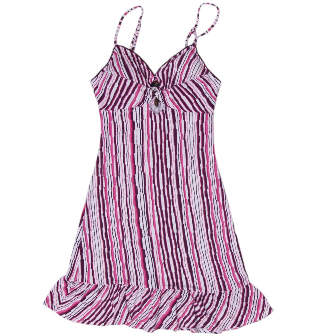 Y2K Ladies Guess Jeans Striped Mini Dress Multi Color Tank Skater