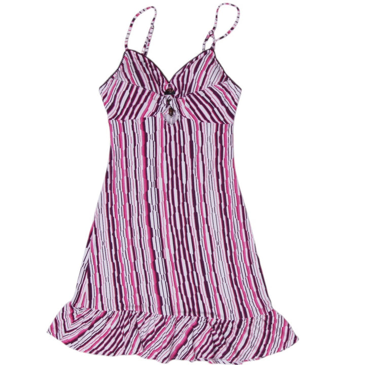 Y2K Ladies Guess Jeans Striped Mini Dress Multi Color Tank Skater
