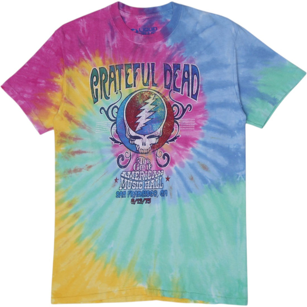 Mens Liquid Blue Grateful Dead Rainbow Spiral Tie Dye T-Shirt Size M