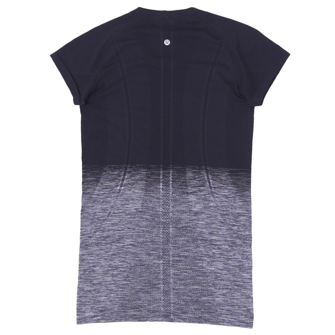Ladies Lululemon Swiftly Tech Short Sleeve Crew White / Black Ombre T-Shirt