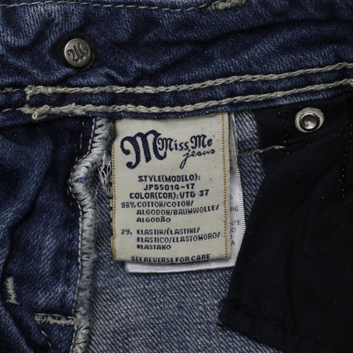Y2K Ladies Miss Me Bootcut Jeans Blue Distressed Embellished Denim