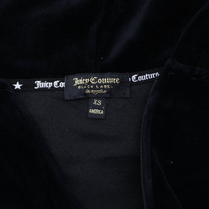 Y2K Ladies Juicy Couture Black Velour Full Zip Hoodie XS