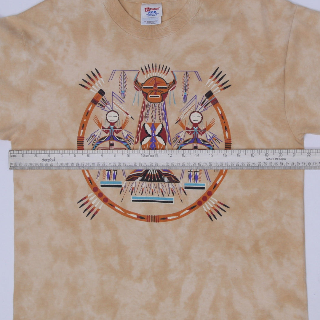 Vintage 90s Hanes Southwest Native American Art Tie Dye T-Shirt Size M