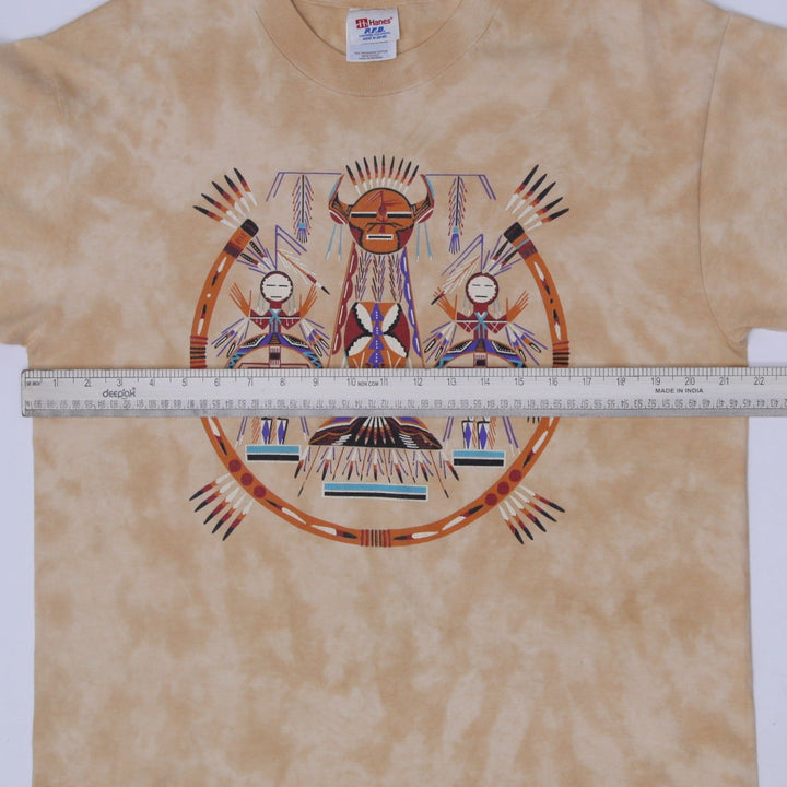 Vintage 90s Hanes Southwest Native American Art Tie Dye T-Shirt Size M