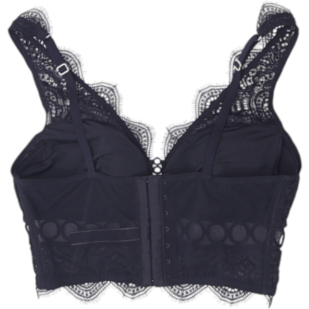 Y2K Ladies Victoria's Secret Black Floral Lace Bralette Crop Top Size S
