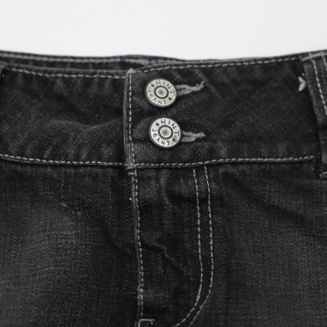 Y2K Ladies HINT Jeans Dark Wash Studded Denim Mini Skirt Size 5