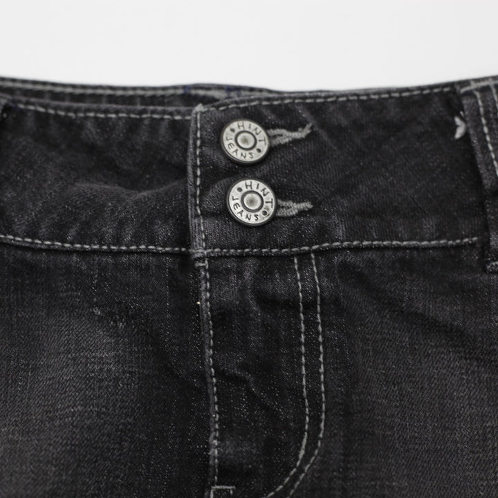 Y2K Ladies HINT Jeans Dark Wash Studded Denim Mini Skirt Size 5