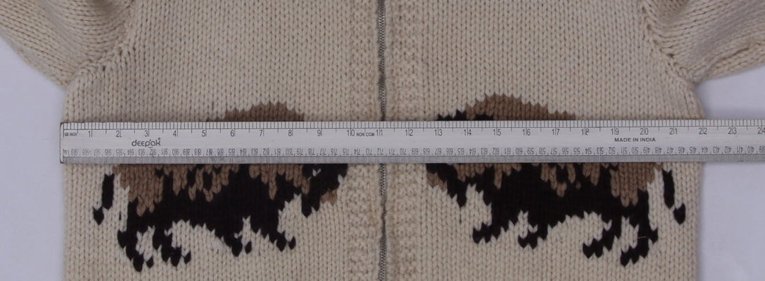 Vintage 1950s Cowichan Chunky Hand Knitted Zip Sweater Size XL | Migration_Knitwear & Sweaters - View 11 | Fashion Rerun